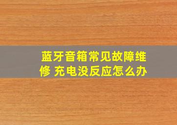 蓝牙音箱常见故障维修 充电没反应怎么办